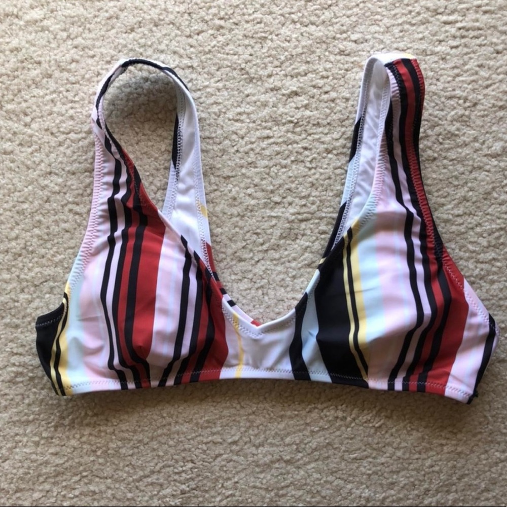 Volcom Stripe While Haute V Neck Bikini Top